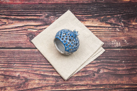 Hydria Original handgemachter Granatapfel Teelichthalter klein von Kreta - blau weiß