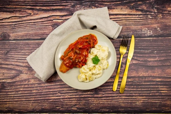 Paprikaschnitzel mit Rahmkartoffeln