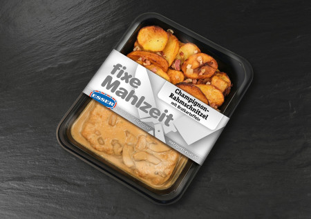 Champignon-Rahmschnitzel mit Bratkartoffeln